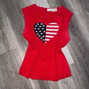 Vintage White Stag American Flag Heart Cami Vest Size M